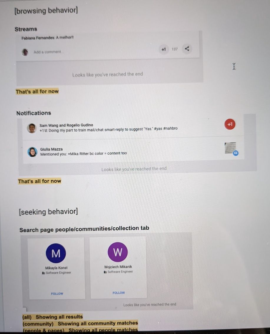 Browsing behavior vs Seeking behavior UI mocks