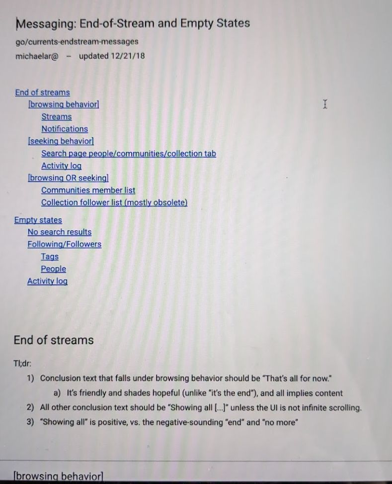Messaging: End-of-Stream and Empty States spec doc