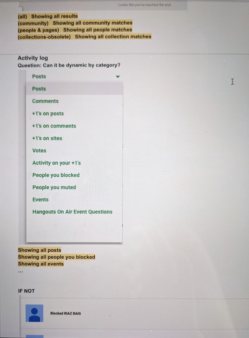 Activity log dynamic category endings